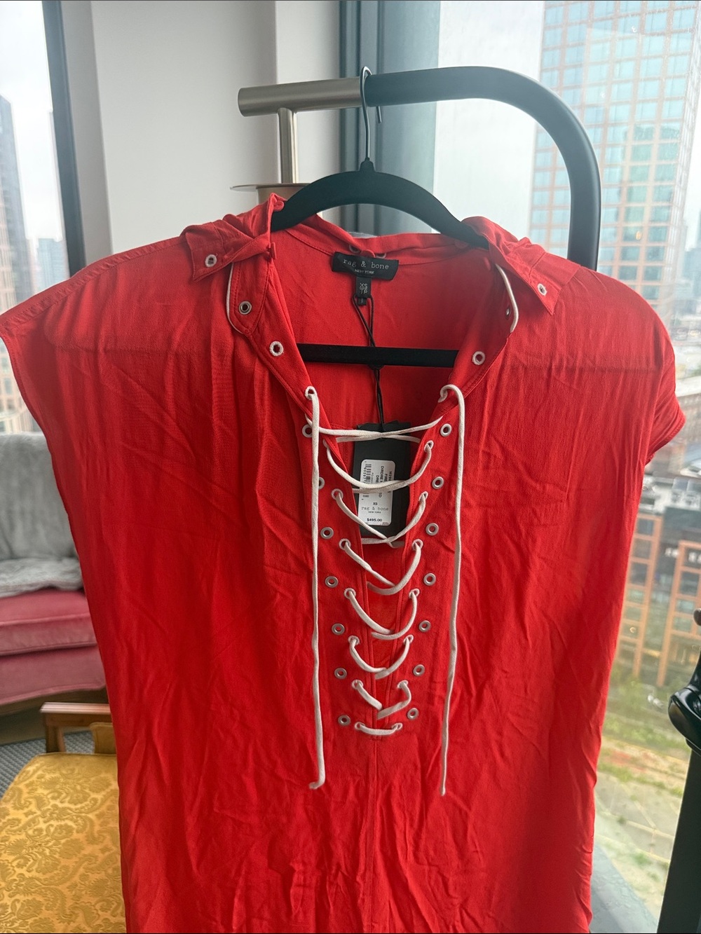 Luxury Fire Red rag & bone Dirdre Hooded Dress New With Tags - Unique Find!!